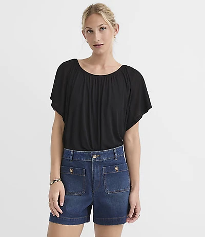 Gathered Flutter Sleeve Top