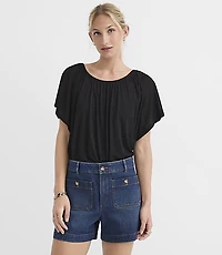 Gathered Flutter Sleeve Top