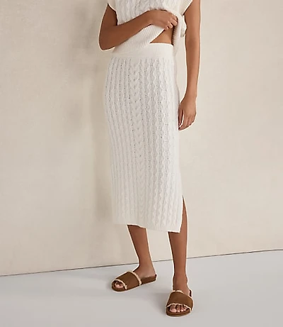 Haven Well Within Organic Cotton Blend Cable Midi Skirt