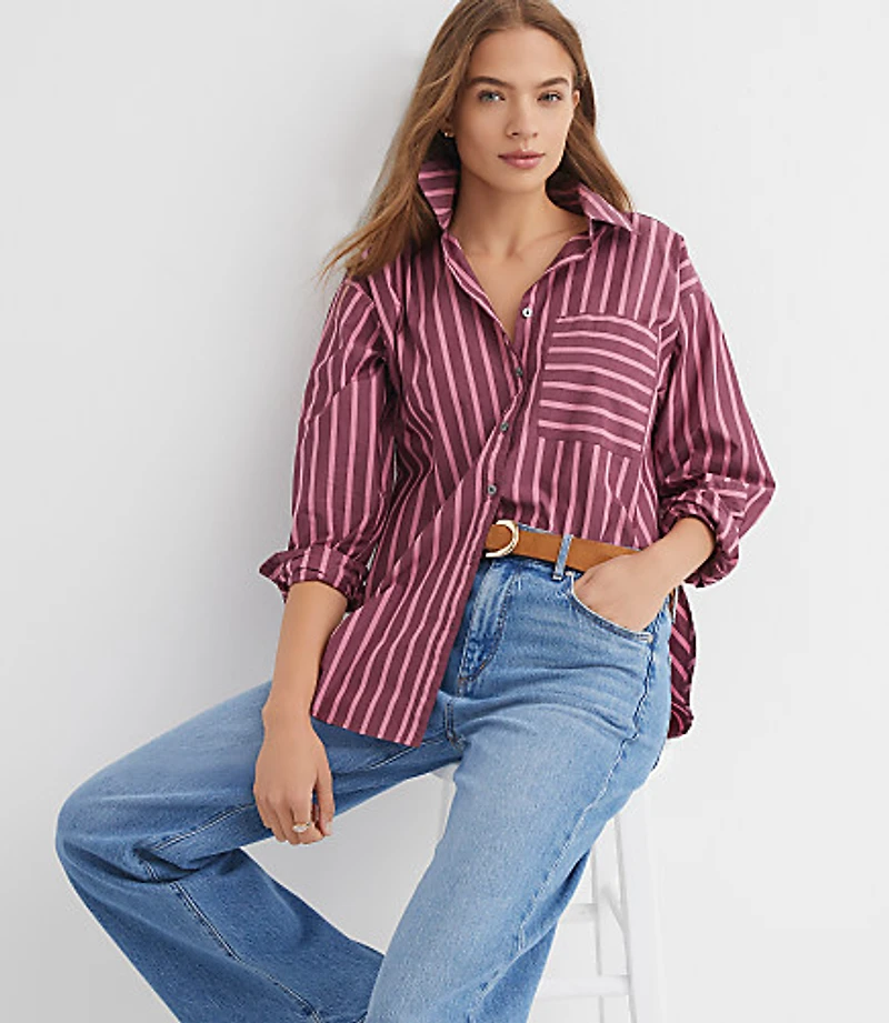 Striped Poplin Everyday Oversized Pocket Shirt