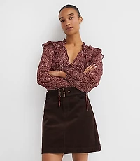 Brushed Corduroy Belted Mini Pocket Skirt