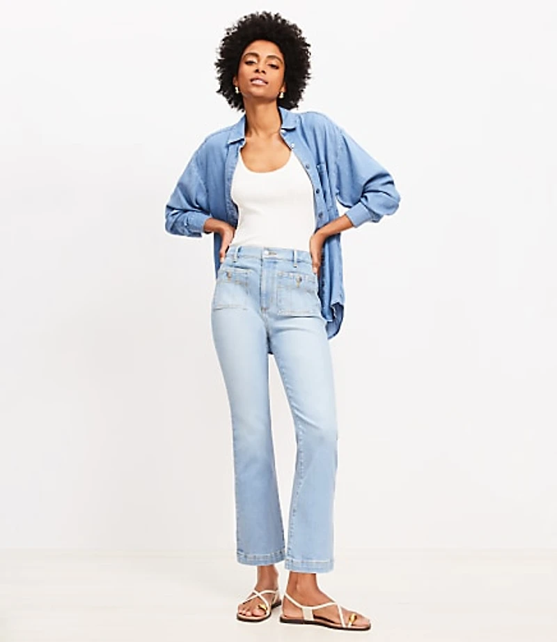 Tall Patch Pocket Kick Crop Jeans Bright Vintage Wash