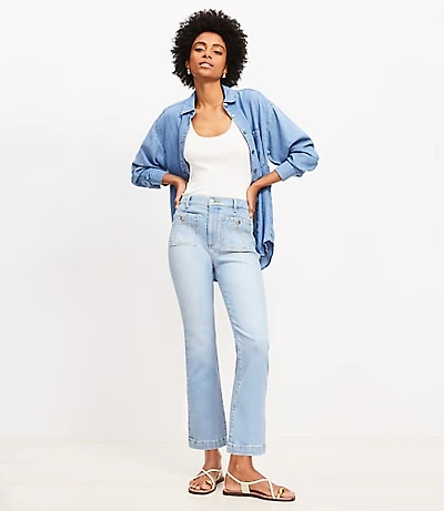 Tall Patch Pocket Kick Crop Jeans Bright Vintage Wash