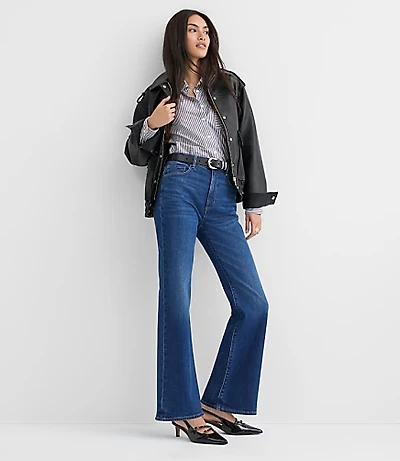 High Rise Relaxed Flare Jeans Medium Wash