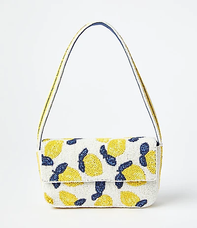 Lemon Beaded Shoulder Bag