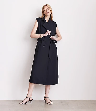 Petite LOFT Versa Crepe Drape Trench Vest