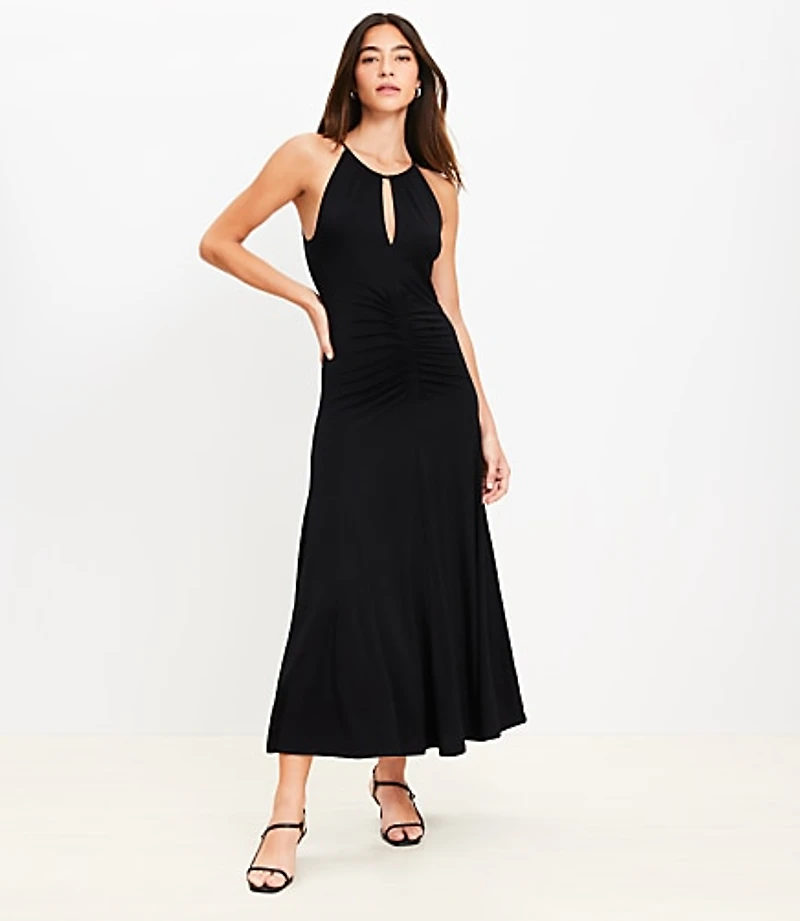 Ruched Midi Halter Dress