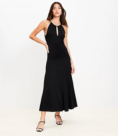 Ruched Midi Halter Dress