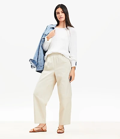 Pull On Barrel Pants Twill