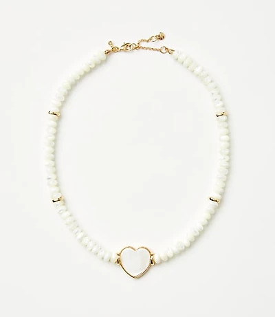 Mother Of Pearl Heart Beaded Statement Necklace