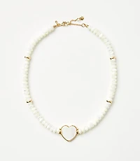 Mother Of Pearl Heart Beaded Statement Necklace