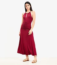 Petite Ruched Midi Halter Dress
