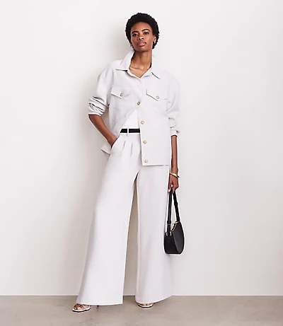 Petite LOFT Versa Crepe Drape Trucker Jacket