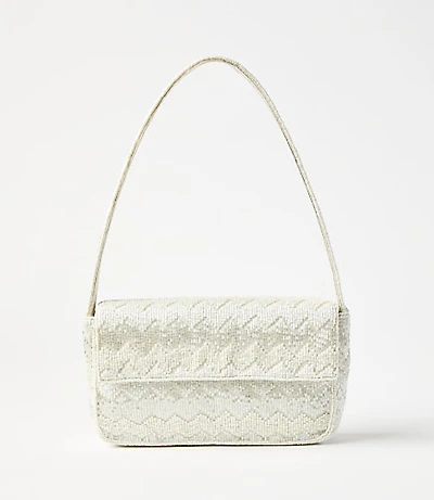 Chevron Beaded Shoulder Bag