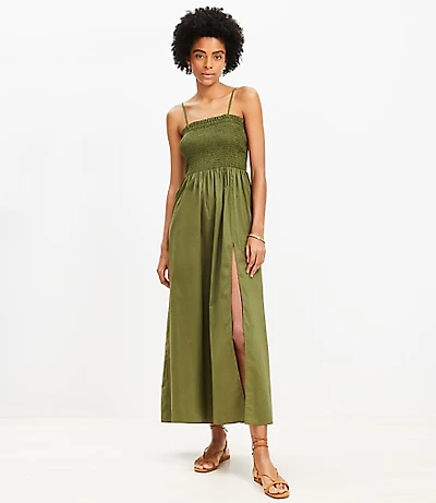 Petite LOFT Smocked Cami Maxi Pocket Dress