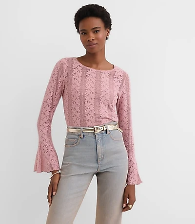 Floral Lace Godet Sleeve Top