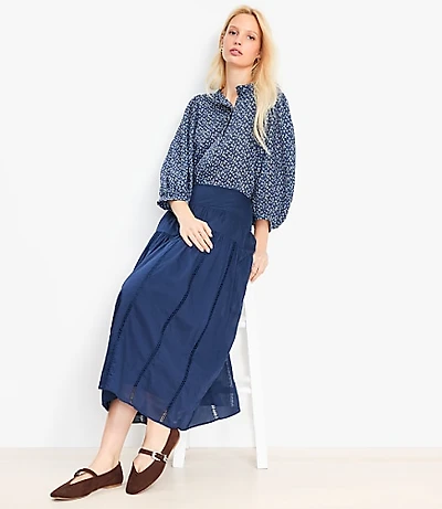 Cutout Trim Midi Skirt