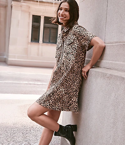 Petite Leopard Print Mini Pocket Dress