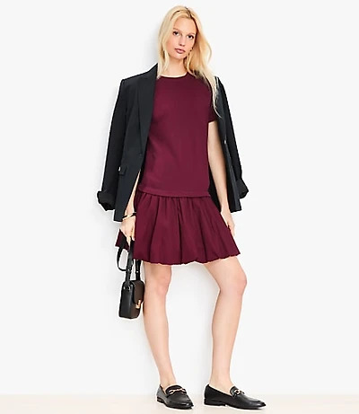 Bubble Hem Mixed Media Mini Dress