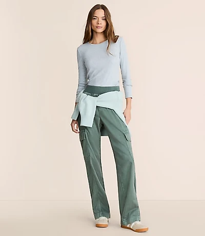 Petite Lou & Grey Washed Twill Straight Leg Cargo Pants