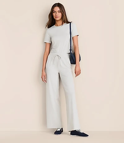 Petite Lou & Grey Heathered Brushedsoft Slim Wide Leg Pants