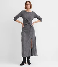 Ribbed Side Twist Midi Dress