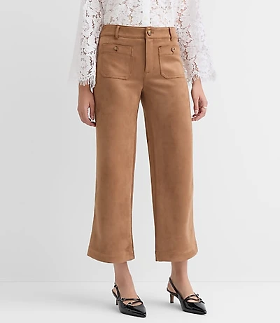 Petite Curvy Palmer Wide Leg Pants Faux Suede