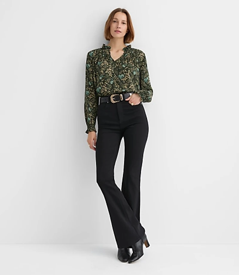 Petite High Rise Slim Flare Jeans in Jet Black Wash