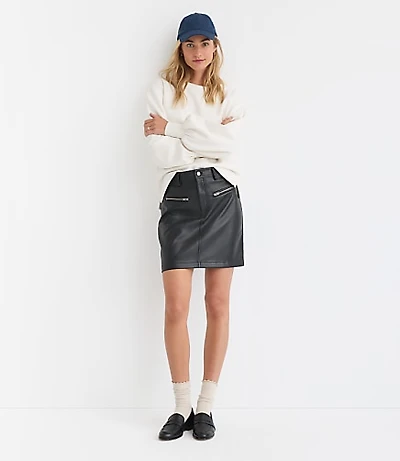 Petite Faux Leather Moto Mini Skirt