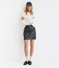 Petite Faux Leather Moto Mini Skirt