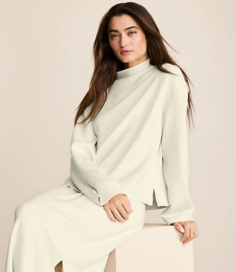 Lou & Grey Heathered Scubasoft Mock Neck Top