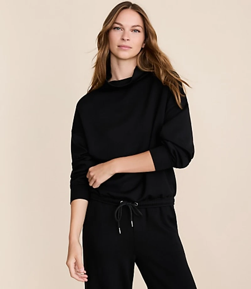 Lou & Grey Scubasoft Mock Neck Drawstring Hem Top