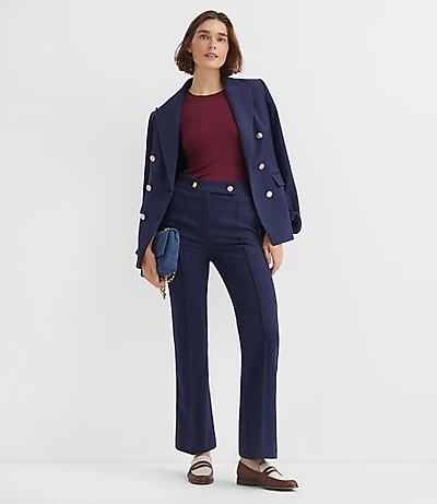 Tall Pintucked Flare Pants in Twill