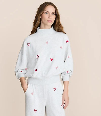 Lou & Grey Heart Cozy Cotton Mock Neck Sweatshirt
