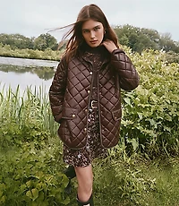 Petite Quilted Puffer Barn Jacket