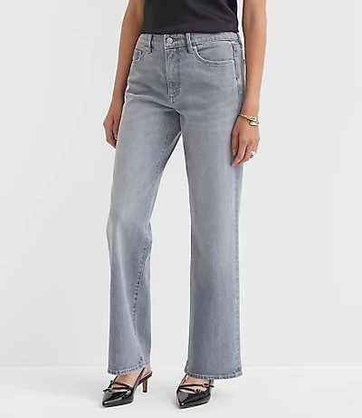 Curvy Mid Rise Relaxed Straight Jeans Grey