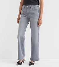 Curvy Mid Rise Relaxed Straight Jeans Grey