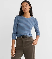 Striped Micro Modal Crew Neck Long Sleeve Tee