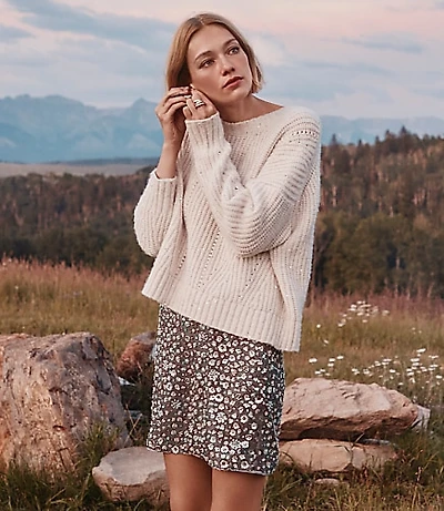 Floral Sequin Mini Skirt