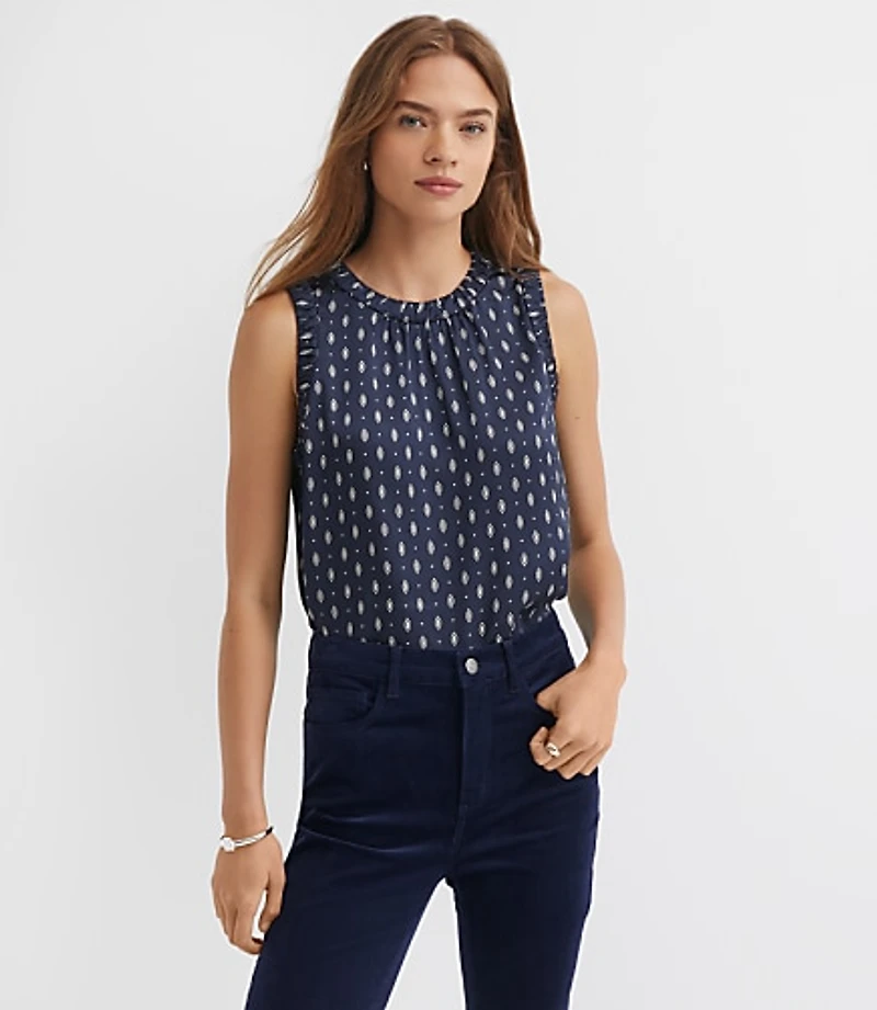 Petite Foulard Ruched Trim Shell