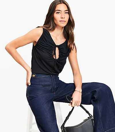Petite Tie Keyhole Top