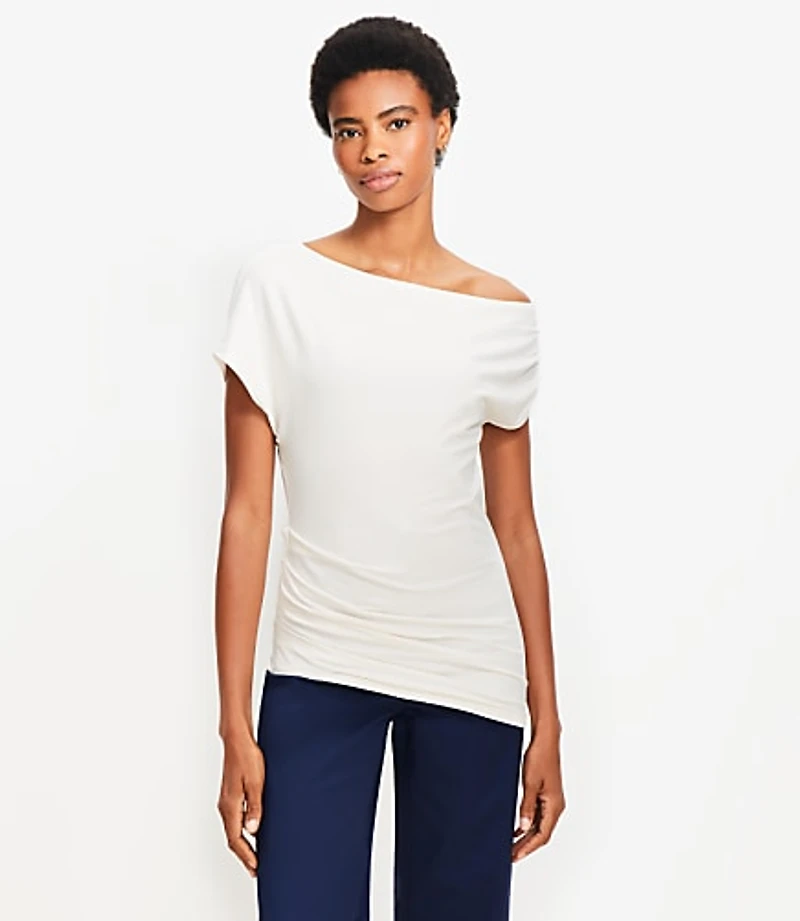 Petite Asymmetrical Ruched Top