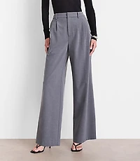 Curvy LOFT Versa Seasonless Stretch Double Pleat Wide Leg Pants Heather