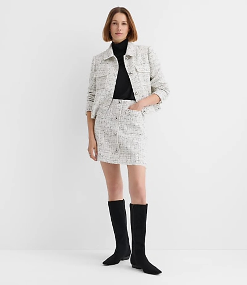 Petite Tweed Mini Patch Pocket Skirt