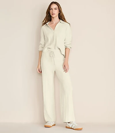 Petite Lou & Grey Heathered Ribbed Wide Leg Sweater Pants
