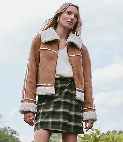 Petite Plaid Brushed Flannel Twist Mini Skirt