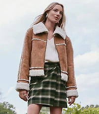Petite Plaid Brushed Flannel Twist Mini Skirt