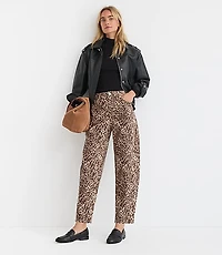 Petite High Rise Barrel Jeans Leopard Print