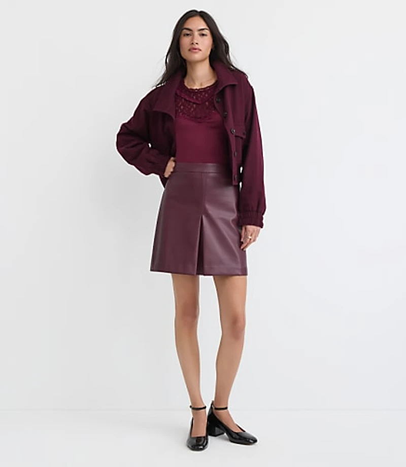 Petite Faux Leather Pleated Mini Skirt
