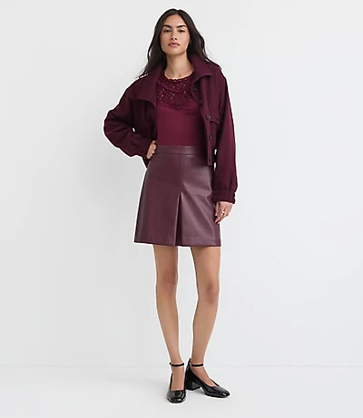 Faux Leather Pleated Mini Skirt